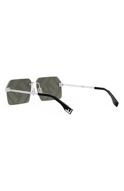 Shop Fendi The  Sky 59mm Geometric Sunglasses In Shiny Palladium / Smoke Mirror