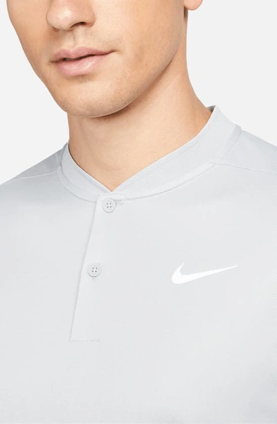 Shop Nike Dri-fit Victory Blade Collar Polo In Light Smoke Grey/ White