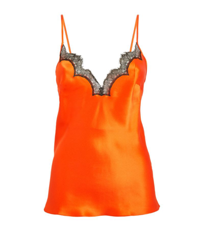 Shop Gilda & Pearl Silk Lace-trim Josephine Camisole In Orange