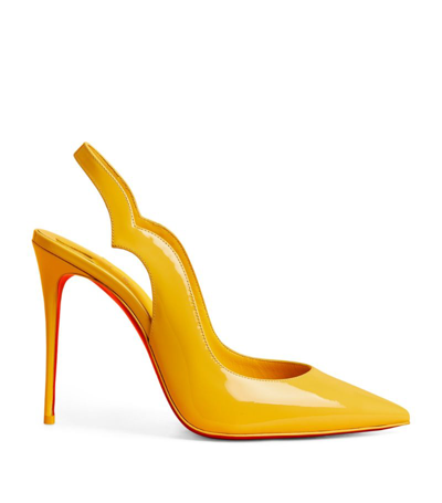 Shop Christian Louboutin Hot Chick Sling Patent Slingback Pumps 100 In Yellow
