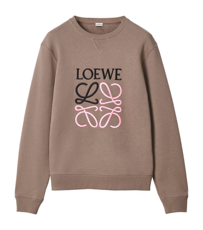 Shop Loewe Cotton Anagram Sweatshirt In Grey