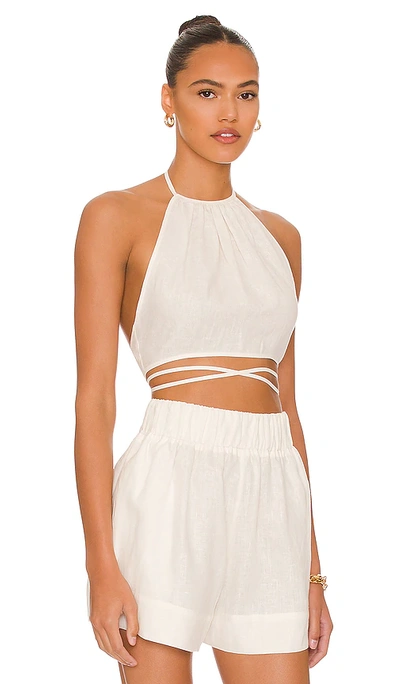 Shop L'academie Comilly Halter Top In White