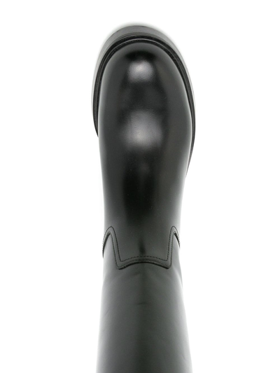 Ferragamo Tall Square-toe Boots Gold Hardware In Black
