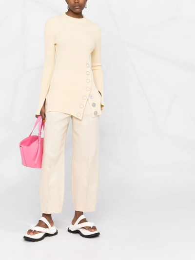 Shop Jil Sander Snap-button Ribbed Top In Nude