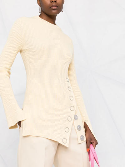 Shop Jil Sander Snap-button Ribbed Top In Nude