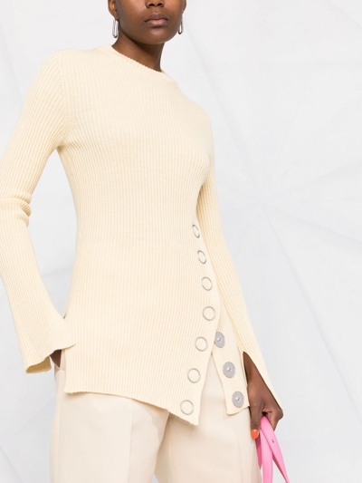 Jil Sander Snap-button Ribbed Top In Nude