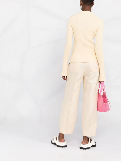 Jil Sander Snap-button Ribbed Top In Nude