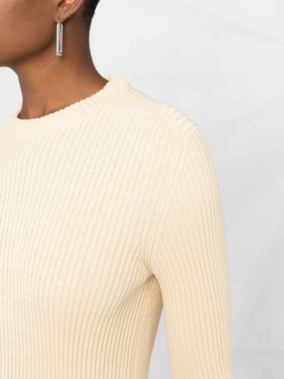 Shop Jil Sander Snap-button Ribbed Top In Nude