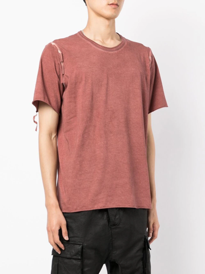 Shop Isaac Sellam Experience Panelled Distressed T-shirt In Red