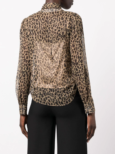 Shop Adam Lippes Leopard-print Pussybow Blouse In Black