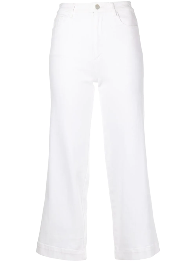 Shop Adam Lippes High-waist Cropped Jeans In White