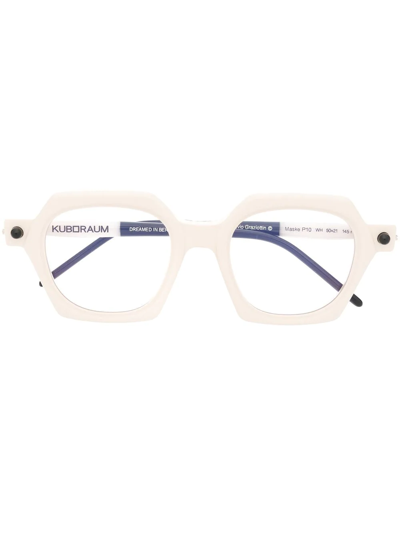 Shop Kuboraum Square-frame Glasses In White