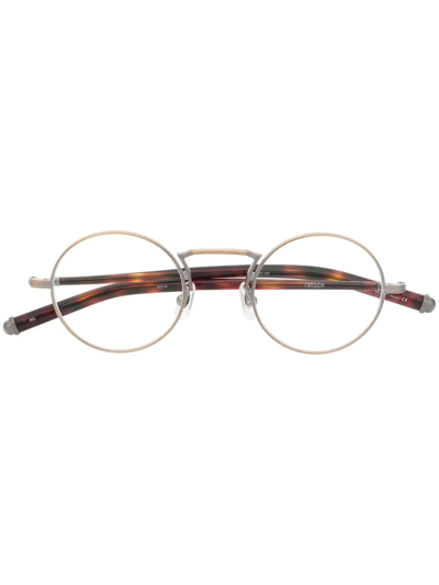 Shop Matsuda Tortoiseshell-effect Round-frame Glasses In Brown