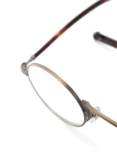 Shop Matsuda Tortoiseshell-effect Round-frame Glasses In Brown