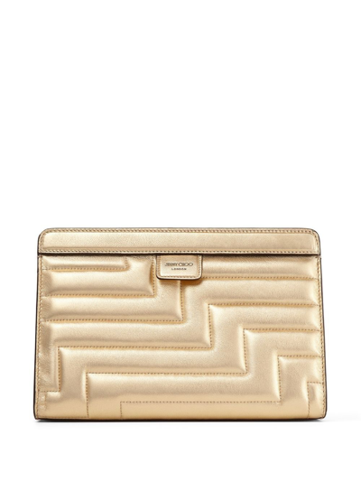 Shop Jimmy Choo Avenue Quilted Pouch In Gold