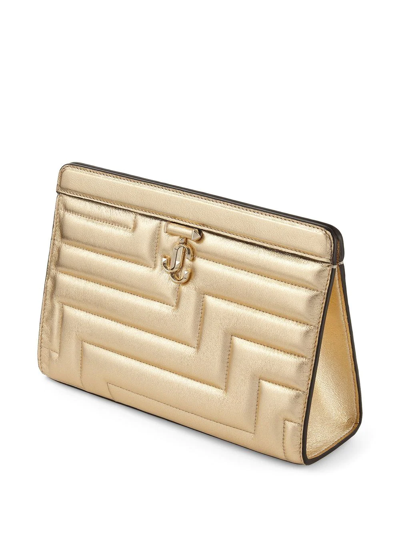Shop Jimmy Choo Avenue Quilted Pouch In Gold