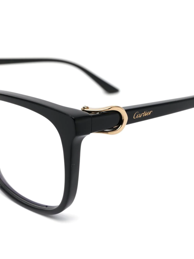 Cartier Engraved Logo Square-frame Glasses In Black