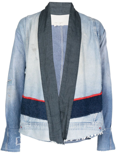 Shop Greg Lauren Patchwork-style Denim Jacket In Blue