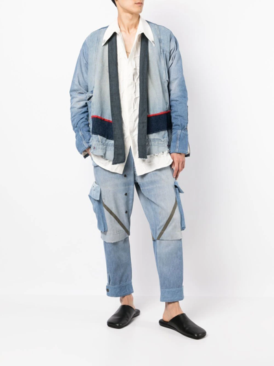 Shop Greg Lauren Patchwork-style Denim Jacket In Blue