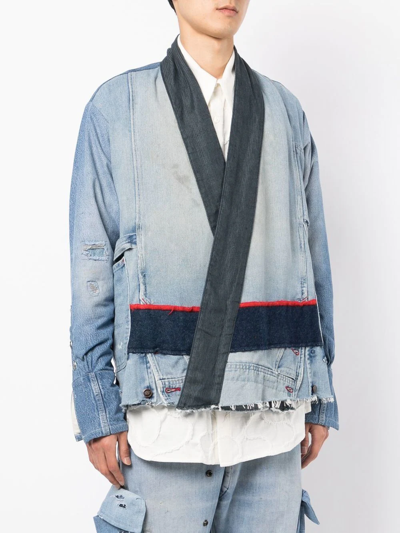 Shop Greg Lauren Patchwork-style Denim Jacket In Blue