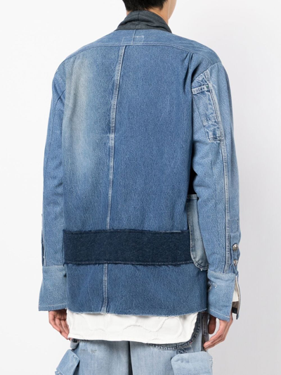 Shop Greg Lauren Patchwork-style Denim Jacket In Blue