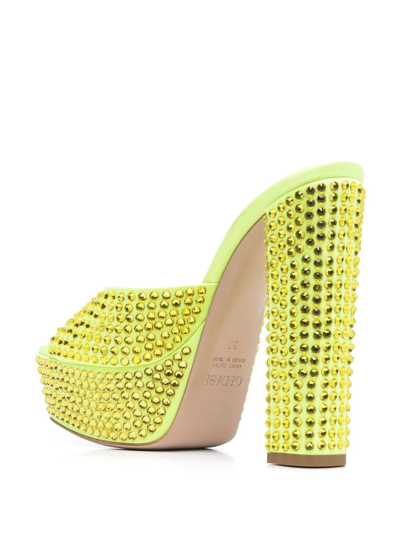 Shop Gedebe Crystal-embellished 150mm Sandals In Gelb