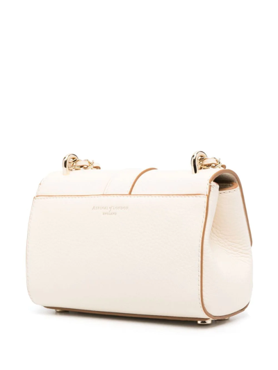Shop Aspinal Of London Lottie Leather Shoulder Bag In Weiss