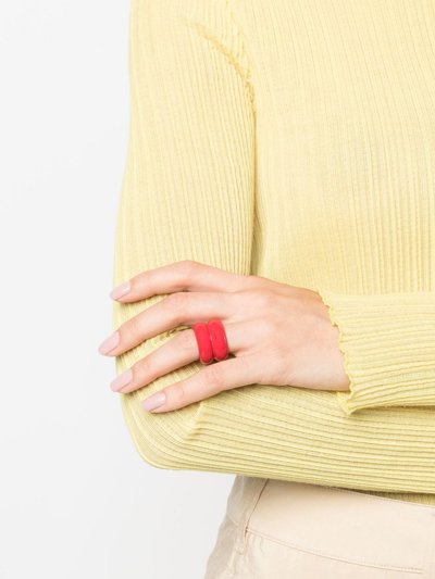 Shop Uncommon Matters Breve Chunky Glazed Ring In Red