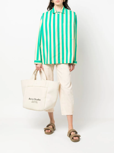 Shop Sunnei Striped Cotton Shirt In Neutrals