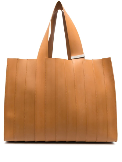 Shop Sunnei Parallelepipedo Panelled Tote Bag In Brown
