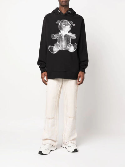 Philipp Plein Teddy Print Cotton Hoodie In Schwarz