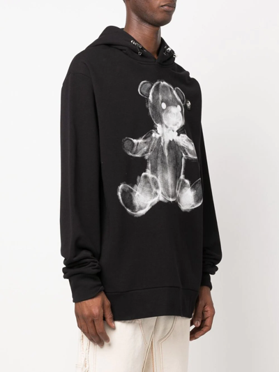 Philipp Plein Teddy Print Cotton Hoodie In Schwarz