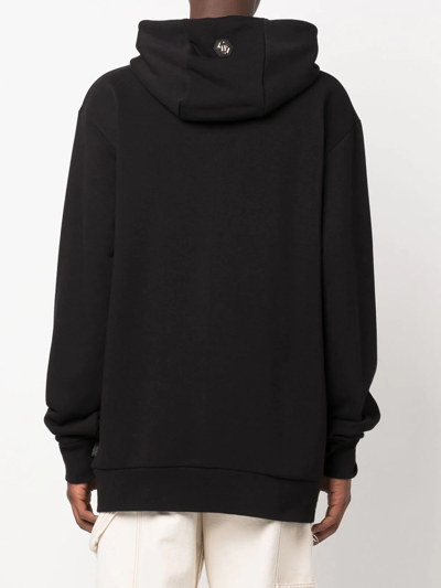 Philipp Plein Graphic Print Cotton Hoodie In Schwarz