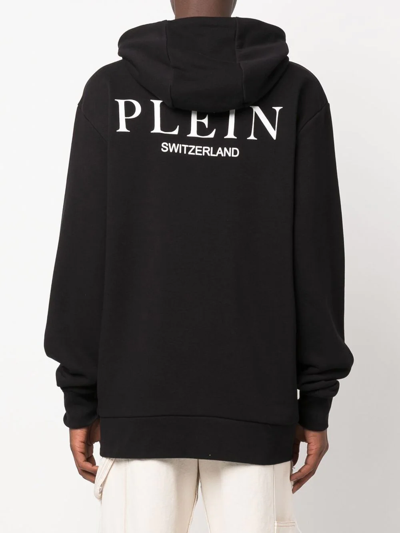 Philipp Plein Teddy Print Cotton Hoodie In Schwarz