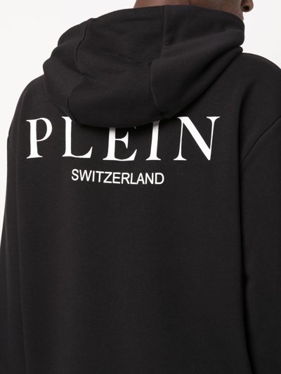 Philipp Plein Teddy Print Cotton Hoodie In Schwarz