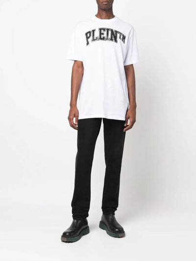 Philipp Plein T-shirt Round Neck Ss With Crystals In Weiss