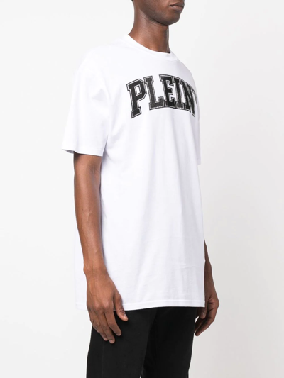 Philipp Plein T-shirt Round Neck Ss With Crystals In Weiss