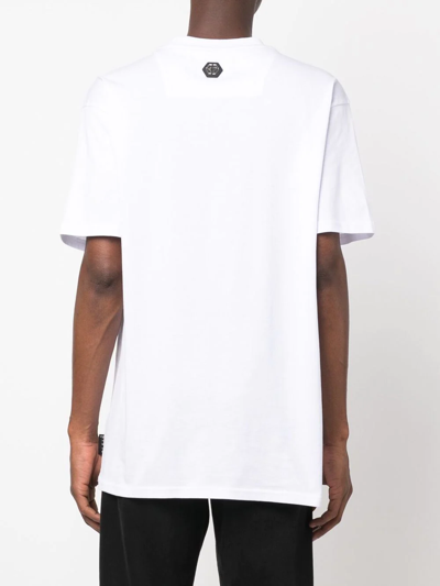 Philipp Plein T-shirt Round Neck Ss With Crystals In Weiss