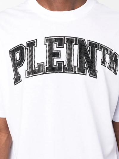 Philipp Plein T-shirt Round Neck Ss With Crystals In Weiss