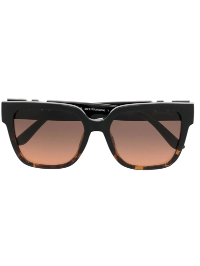 Shop Michael Kors Logo Square-frame Sunglasses In Schwarz