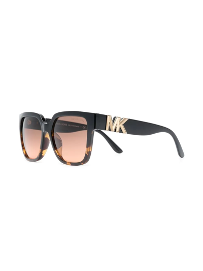 Shop Michael Kors Logo Square-frame Sunglasses In Schwarz