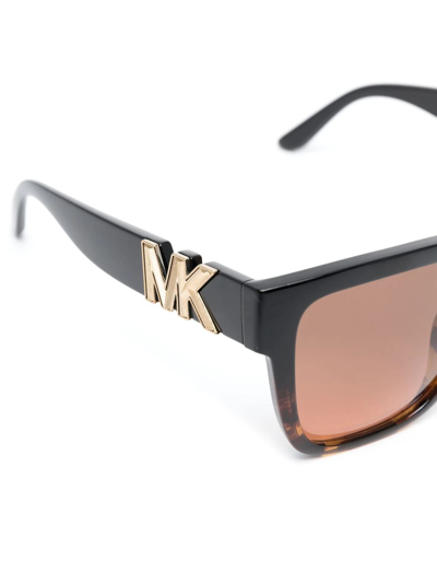 Shop Michael Kors Logo Square-frame Sunglasses In Schwarz