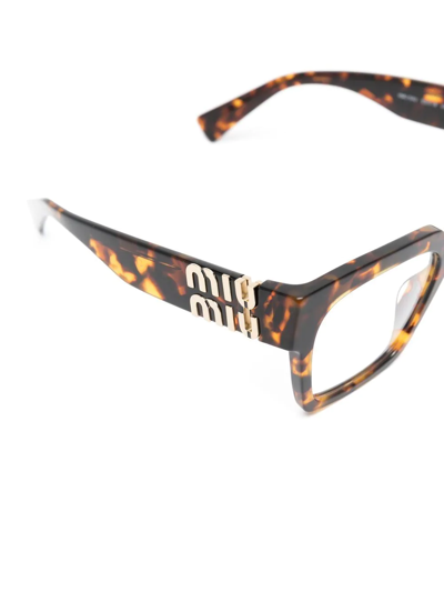 Shop Miu Miu Tortoiseshell-effect Square Glasses In Braun