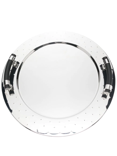 Shop Alessi Side-handle Oval Tray In Silber