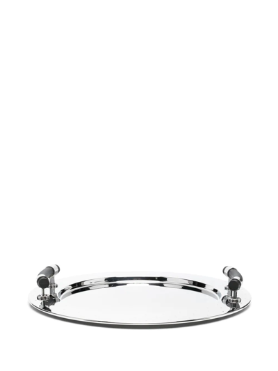 Alessi Side-handle Oval Tray In Silber