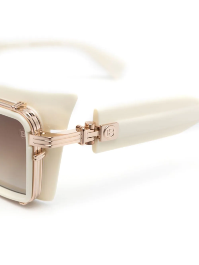 Shop Balmain Eyewear Admirable Rectangle-frame Sunglasses In White