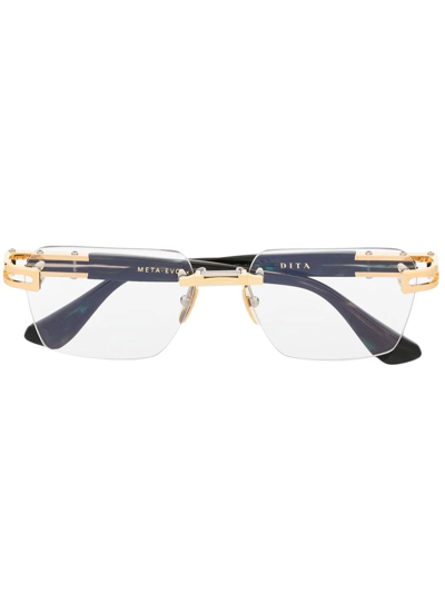 Shop Dita Eyewear Logo Square-frame Glasses In Gold