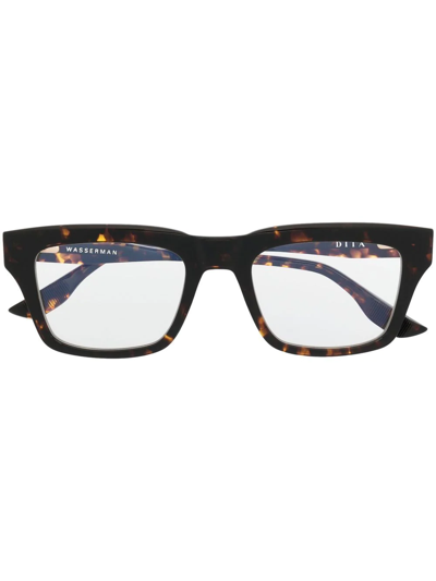 DITA EYEWEAR LEOPARD PRINT SQUARE-FRAME GLASSES 