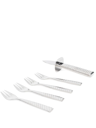 Shop Alessi Colombina Fish Set Of 4 Forks In Silber