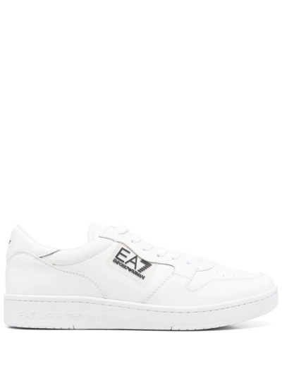 Shop Ea7 Logo-print Lace-up Sneakers In White